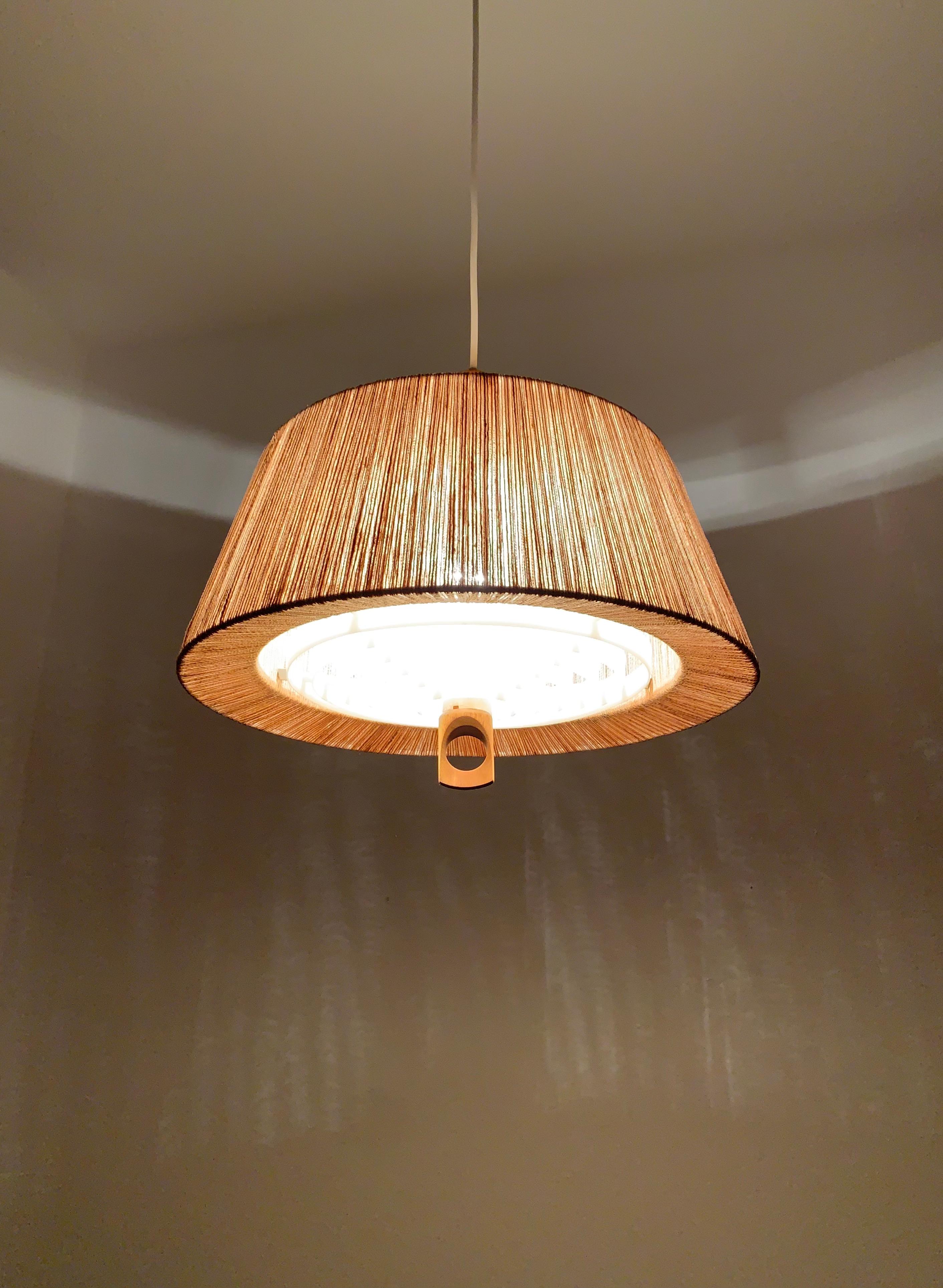 Sisal and Walnut Pendant Lamp from Temde For Sale 2