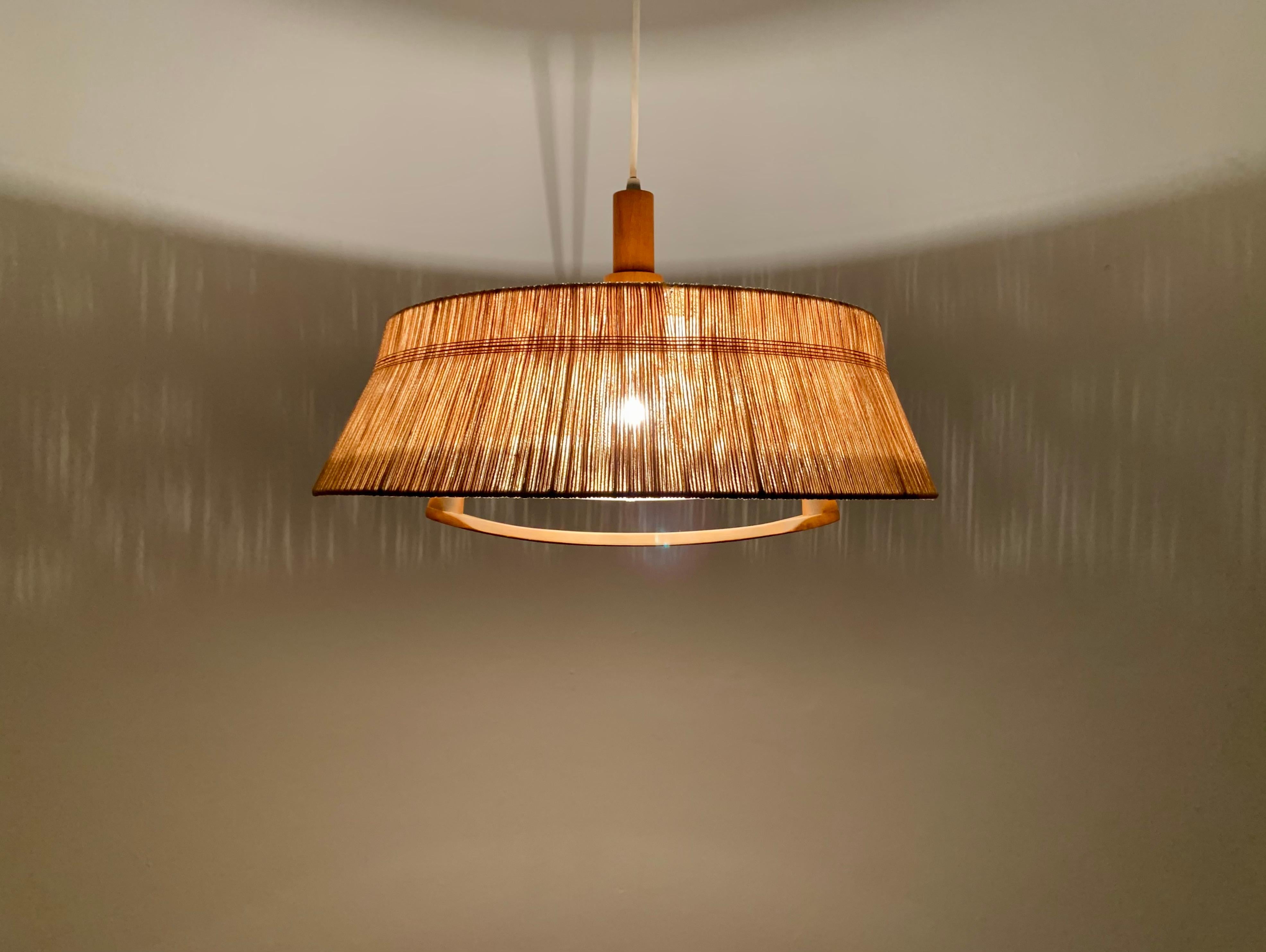Sisal and walnut pendant lamp from Temde For Sale 1