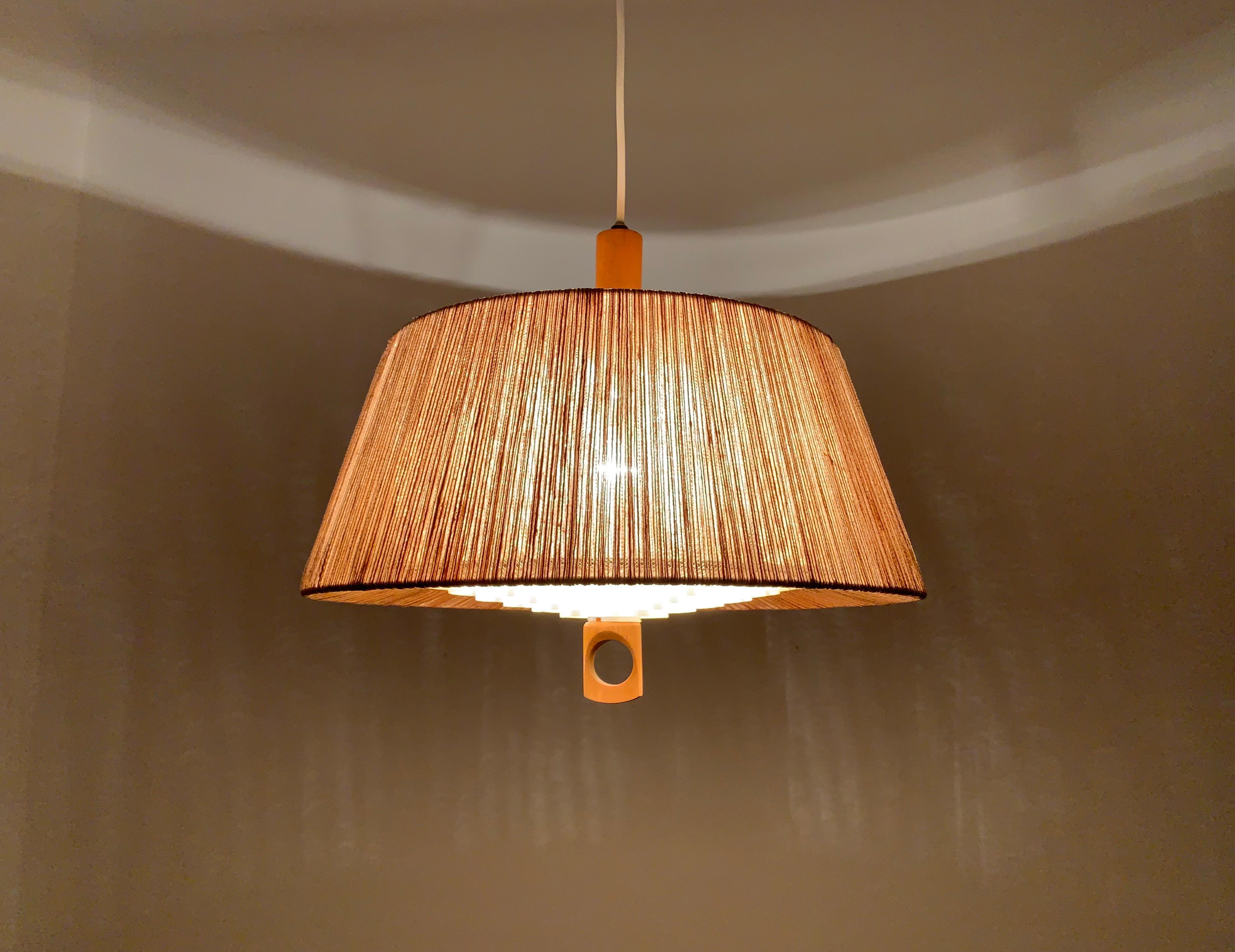 Lampada a sospensione in Sisal e Noce di Temde in vendita 2