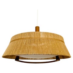 Vintage Sisal and walnut pendant lamp from Temde