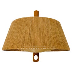 Pendelleuchte aus Sisal und Nussbaumholz von Temde
