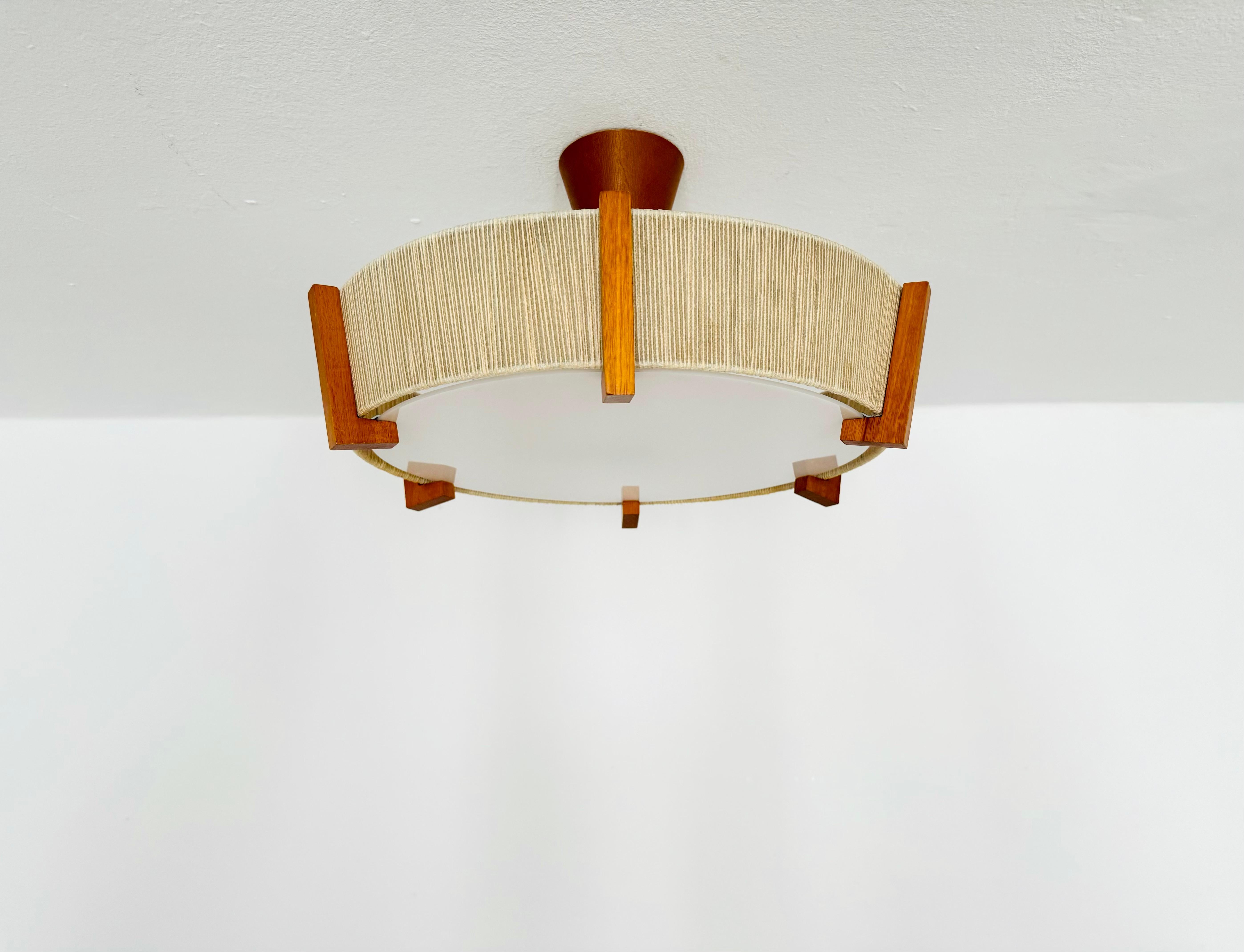Scandinave moderne Lampe suspendue Sisal de Temde en vente
