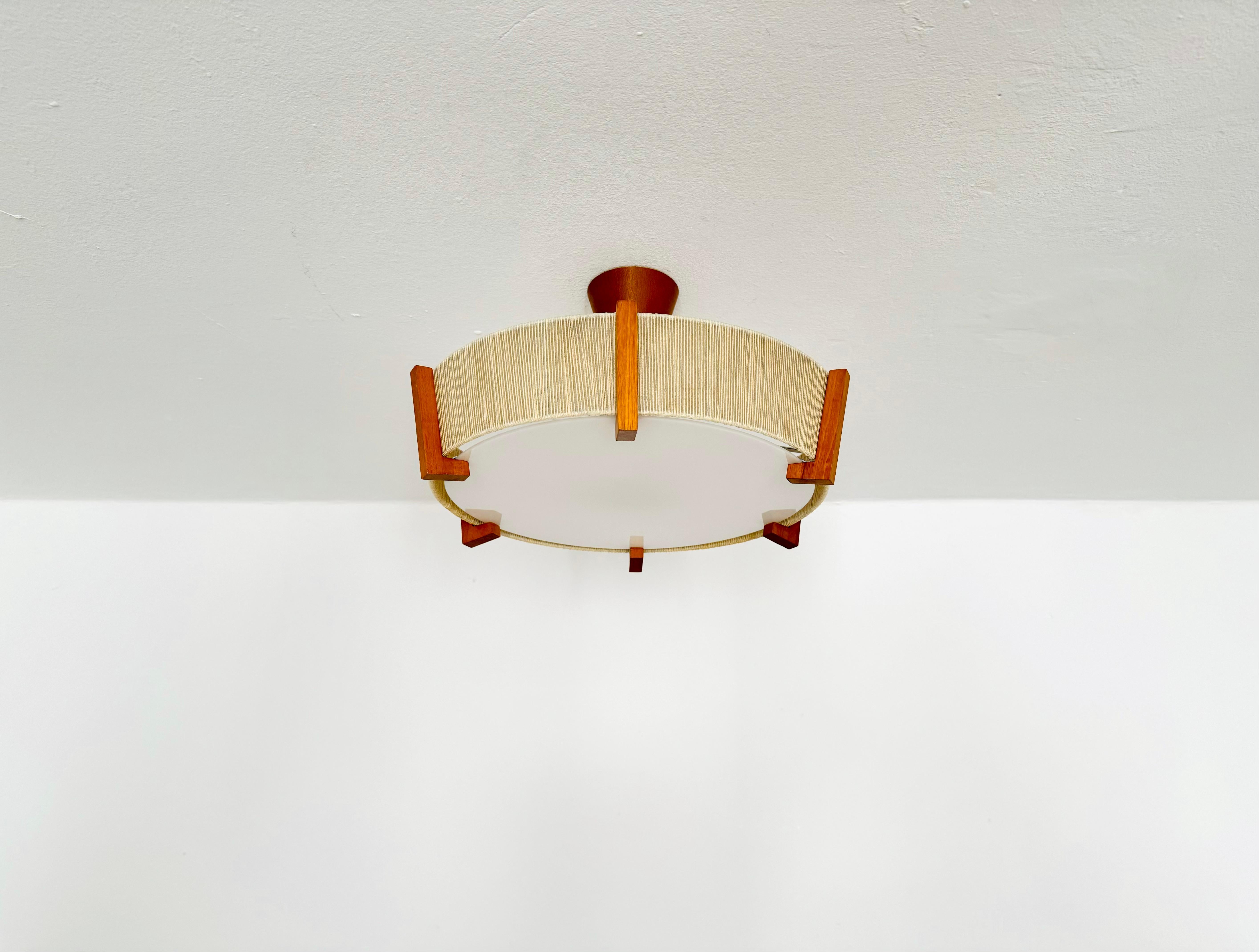 Allemand Lampe suspendue Sisal de Temde en vente