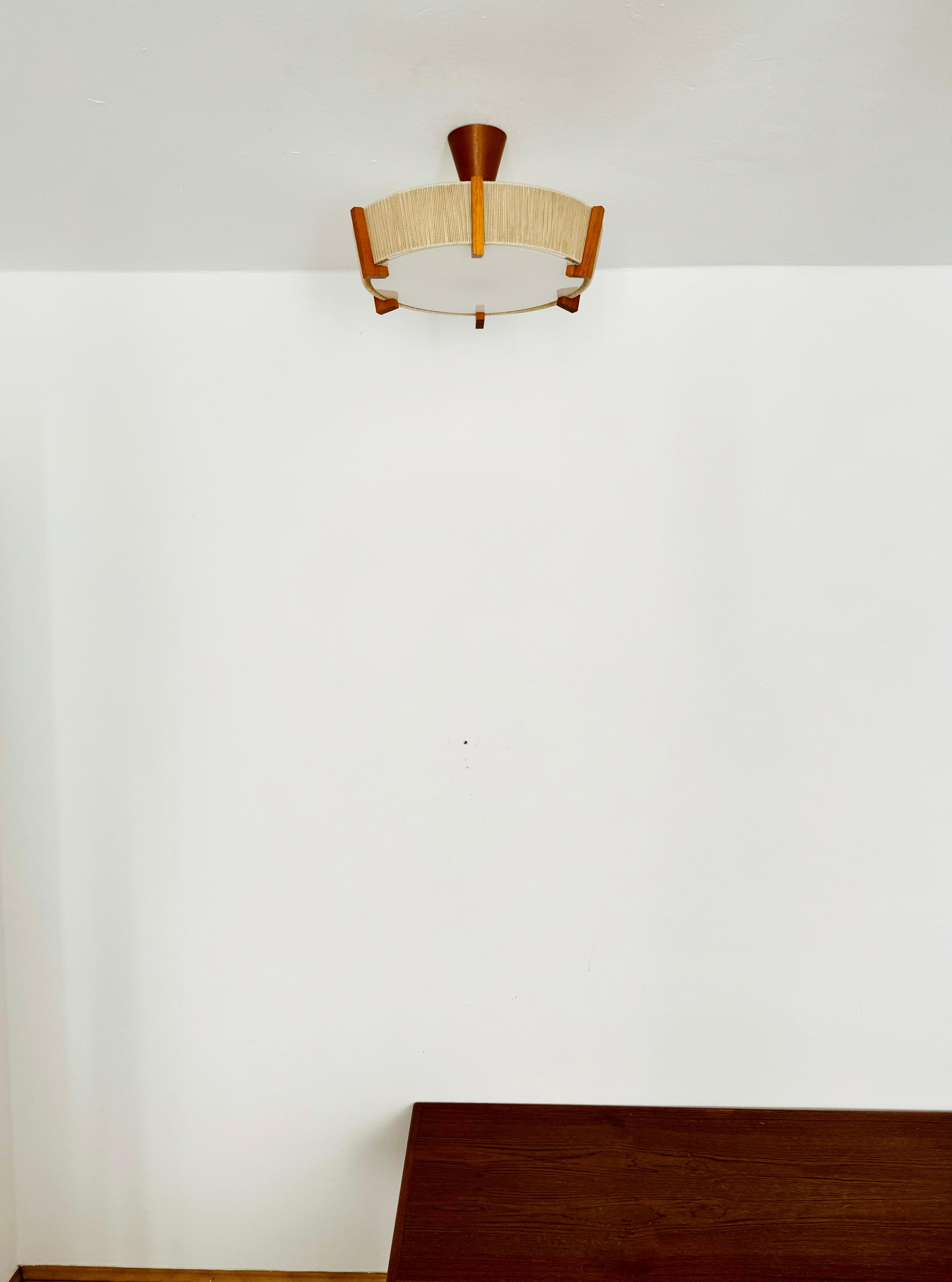 Milieu du XXe siècle Lampe suspendue Sisal de Temde en vente