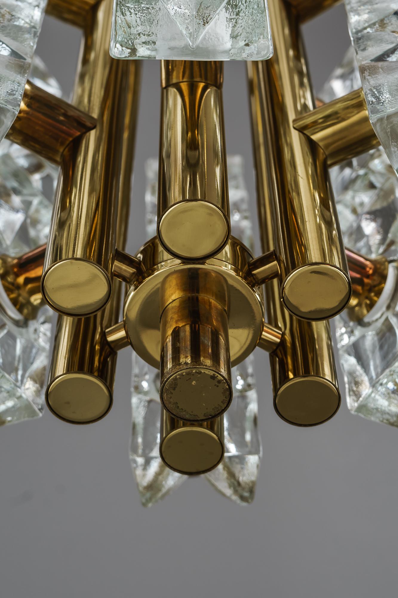 Sische Glass and Brass Chandelier, Vienna, circa 1960s For Sale 4