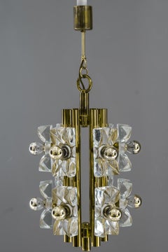 Sische Glass and Brass Chandelier, Vienna, circa 1960s