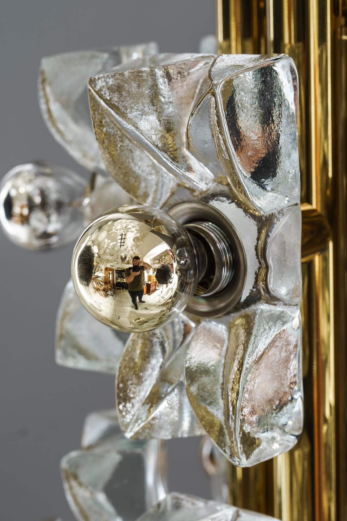 Austrian Sische Glass and Brass Chandelier, Vienna, circa 1960s For Sale