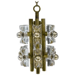 Sische Glass and Brass Chandelier, Vienna, circa 1960s