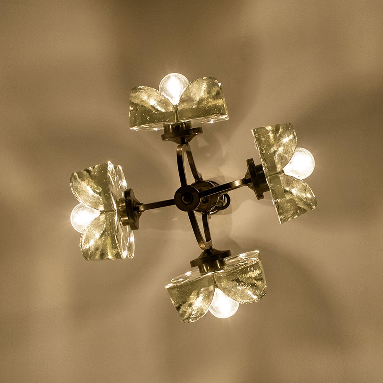 Sische Glass and Chrome Chandelier, 1960s Modernist Design, Kalmar Style 3