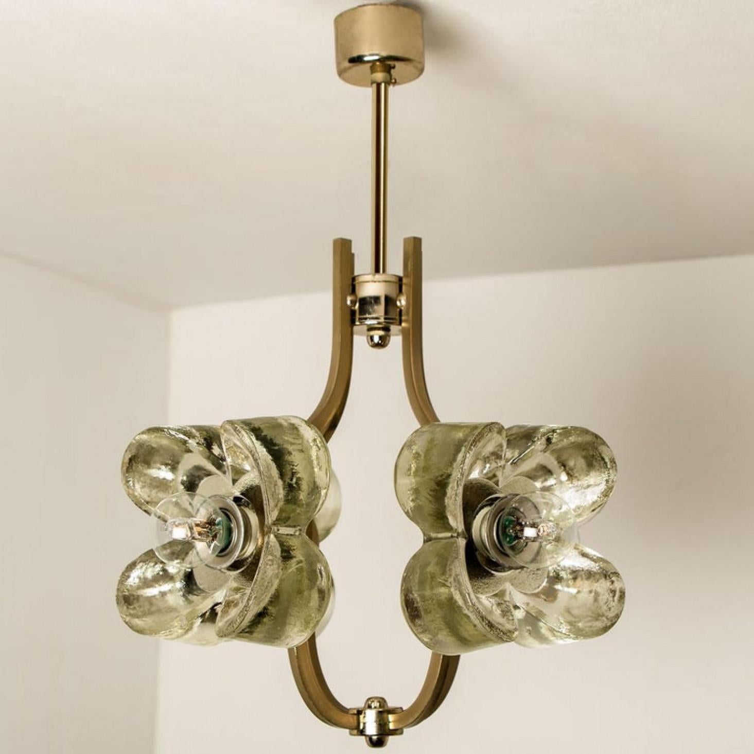 Lampadario Sische in vetro e cromo, design modernista anni '60, stile Kalmar in vendita 3