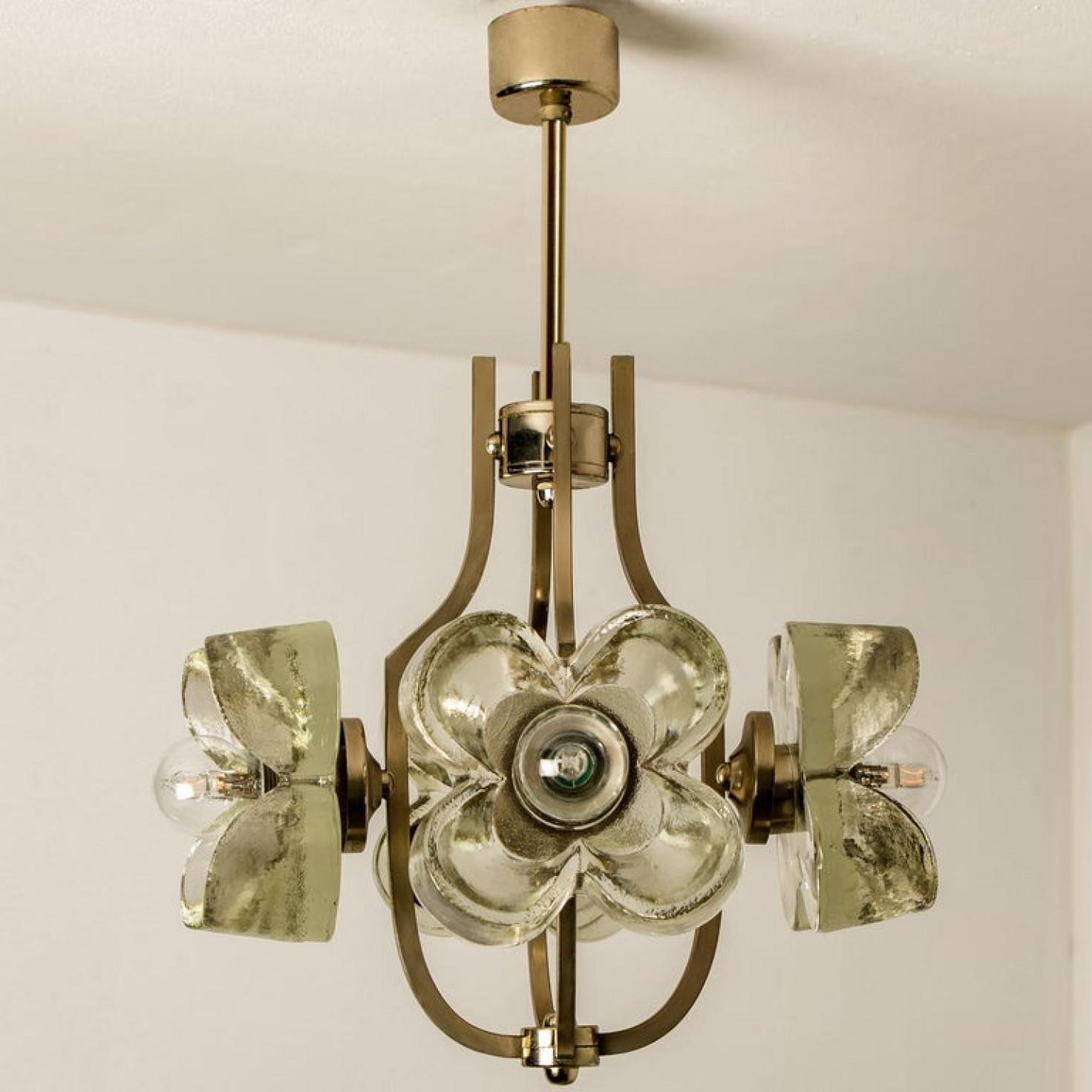 Lampadario Sische in vetro e cromo, design modernista anni '60, stile Kalmar in vendita 4