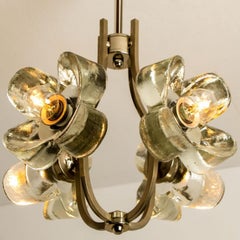 Sische Glass and Chrome Chandelier, 1960s Modernist Design, Kalmar Style