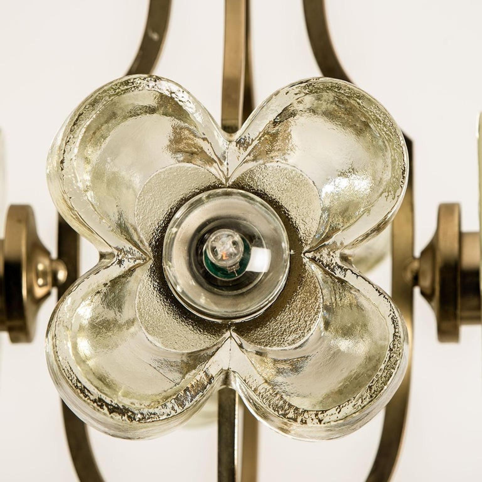 Lampadario Sische in vetro e cromo, design modernista anni '60, stile Kalmar In condizioni buone in vendita a Rijssen, NL