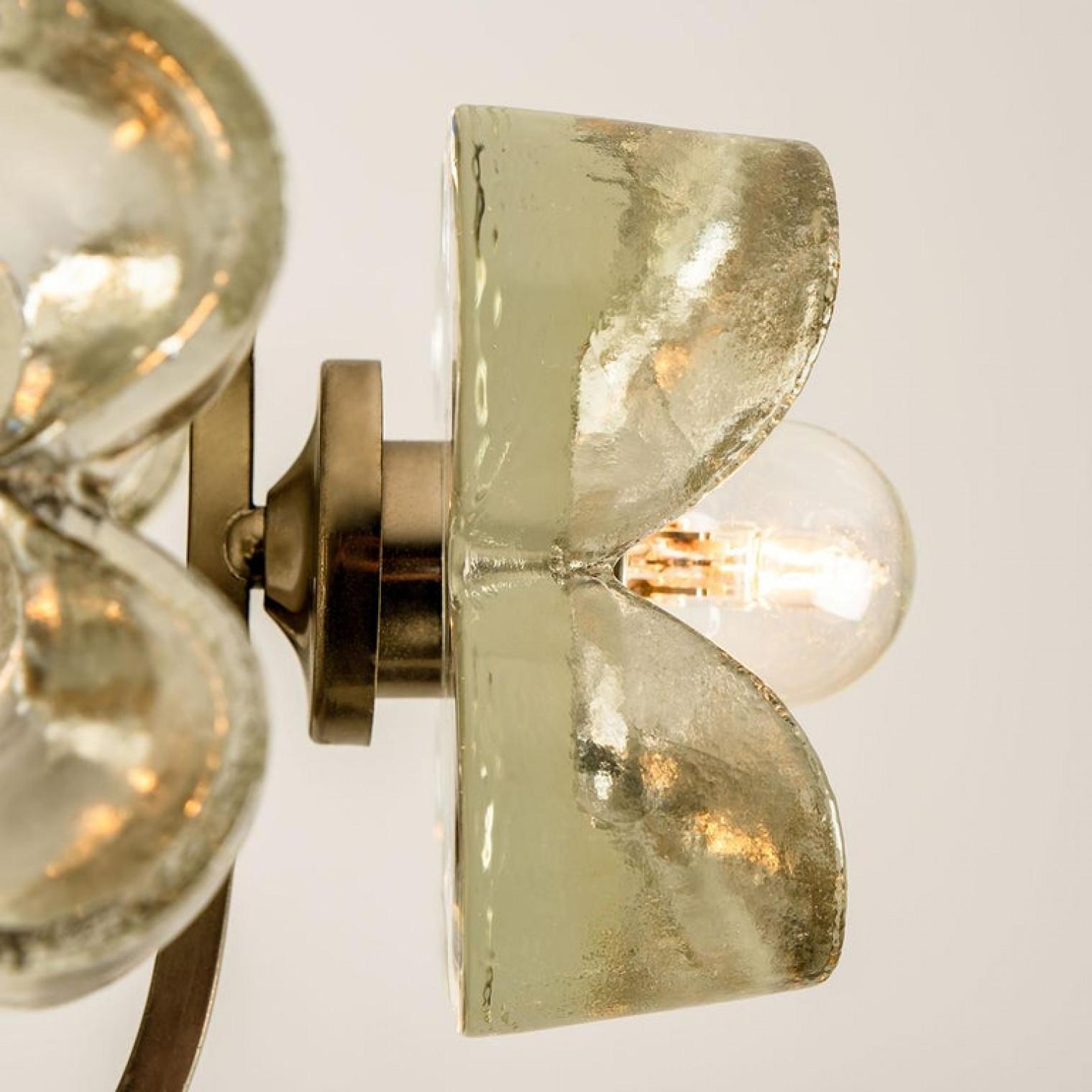 Vetro di Murano Lampadario Sische in vetro e cromo, design modernista anni '60, stile Kalmar in vendita