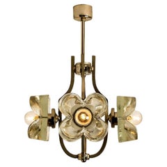 Sische Glass and Chrome Chandelier, 1960s Modernist Design, Kalmar Style