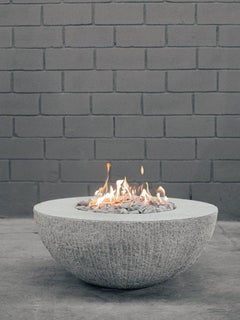Half Ball Shape White Stone and Steel Fire Bowl by Andres Monnier