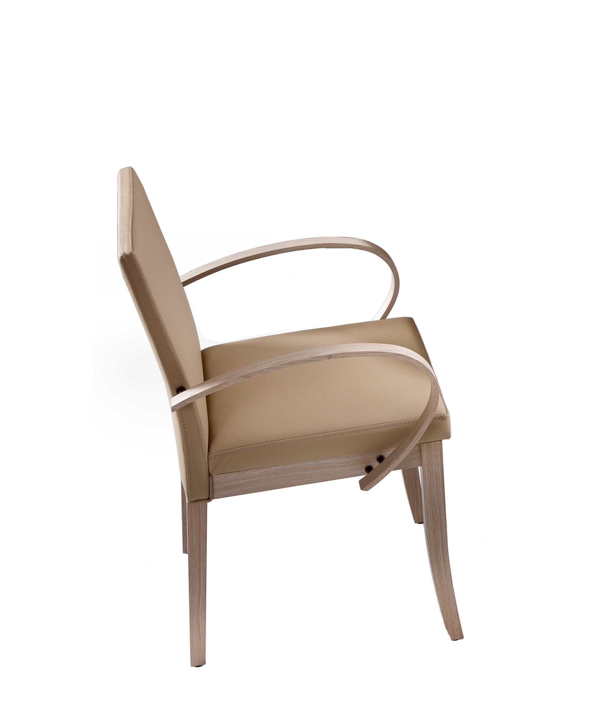 Modern Sisli Chair, Slightly Flared Leg and Slim Back Pair with an Exaggerated Curved For Sale