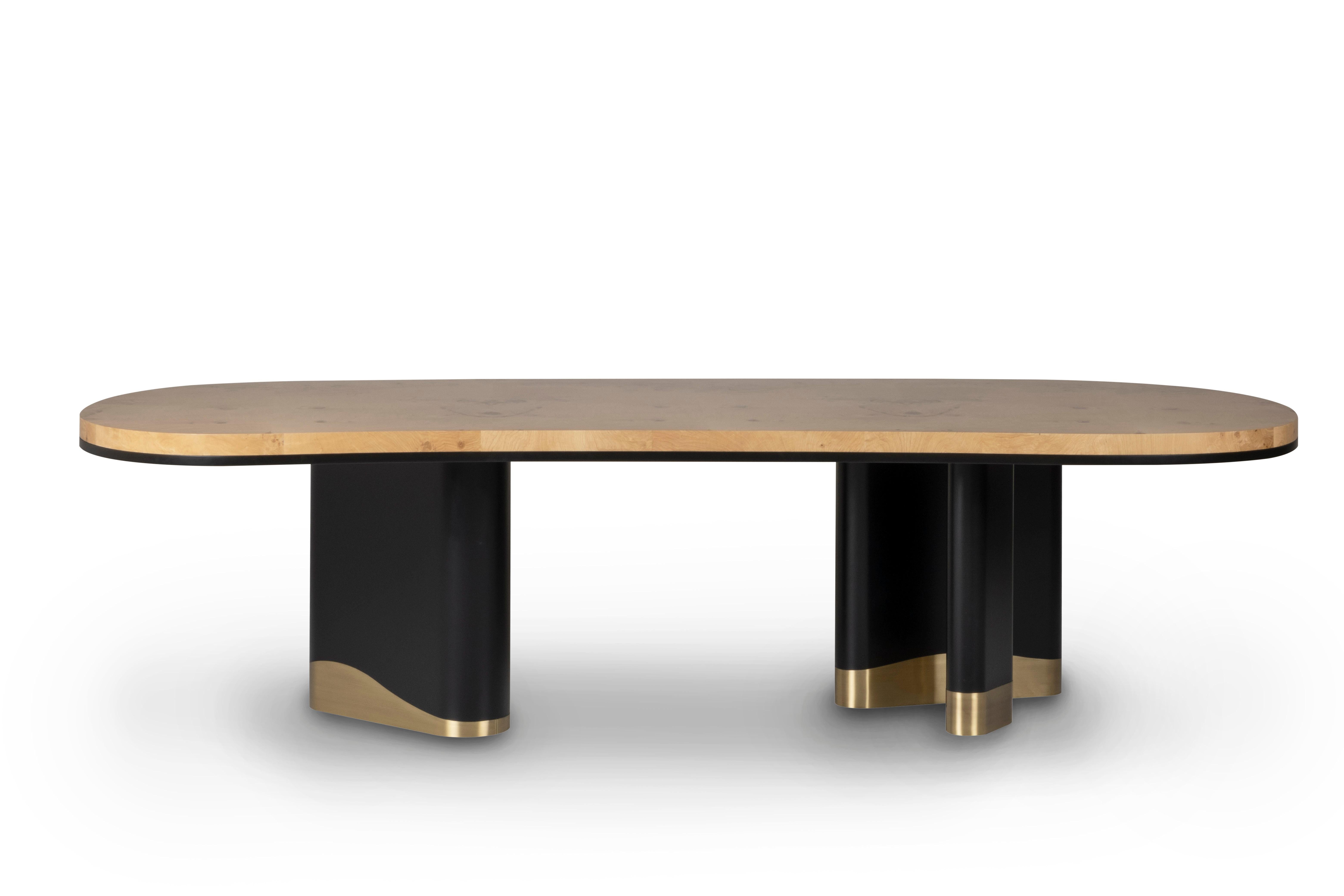 Modern Sistelo Dining Table Oak Root Brass Handmade in Portugal by Greenapple In New Condition For Sale In Lisboa, PT