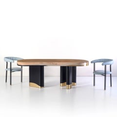Modern Sistelo Dining Table, Oak Root Brass, Handmade in Portugal by Greenapple