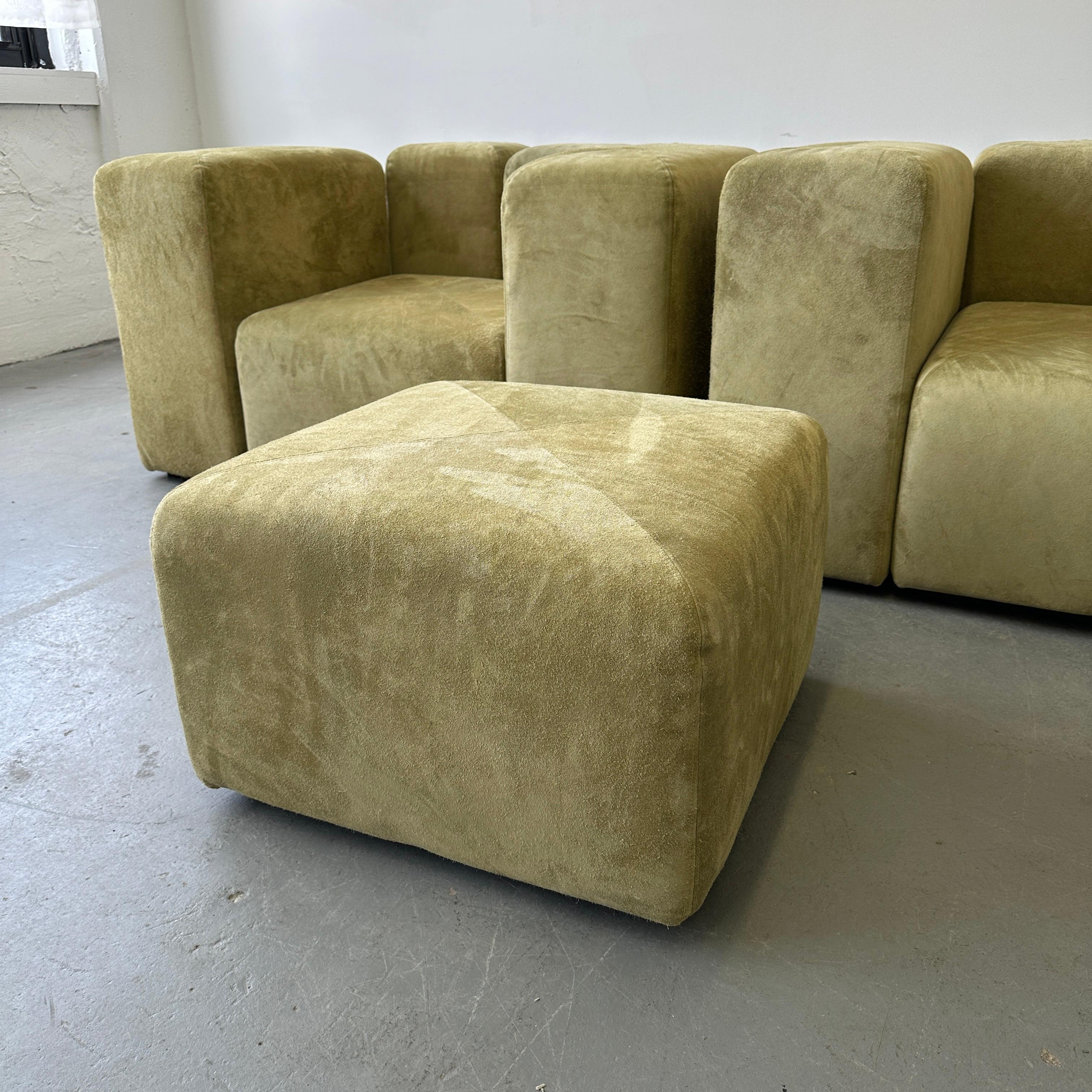Sistema 61 Lounge Chairs w/ Ottoman by Giancarlo Piretti in Holly Hunt Suede For Sale 4