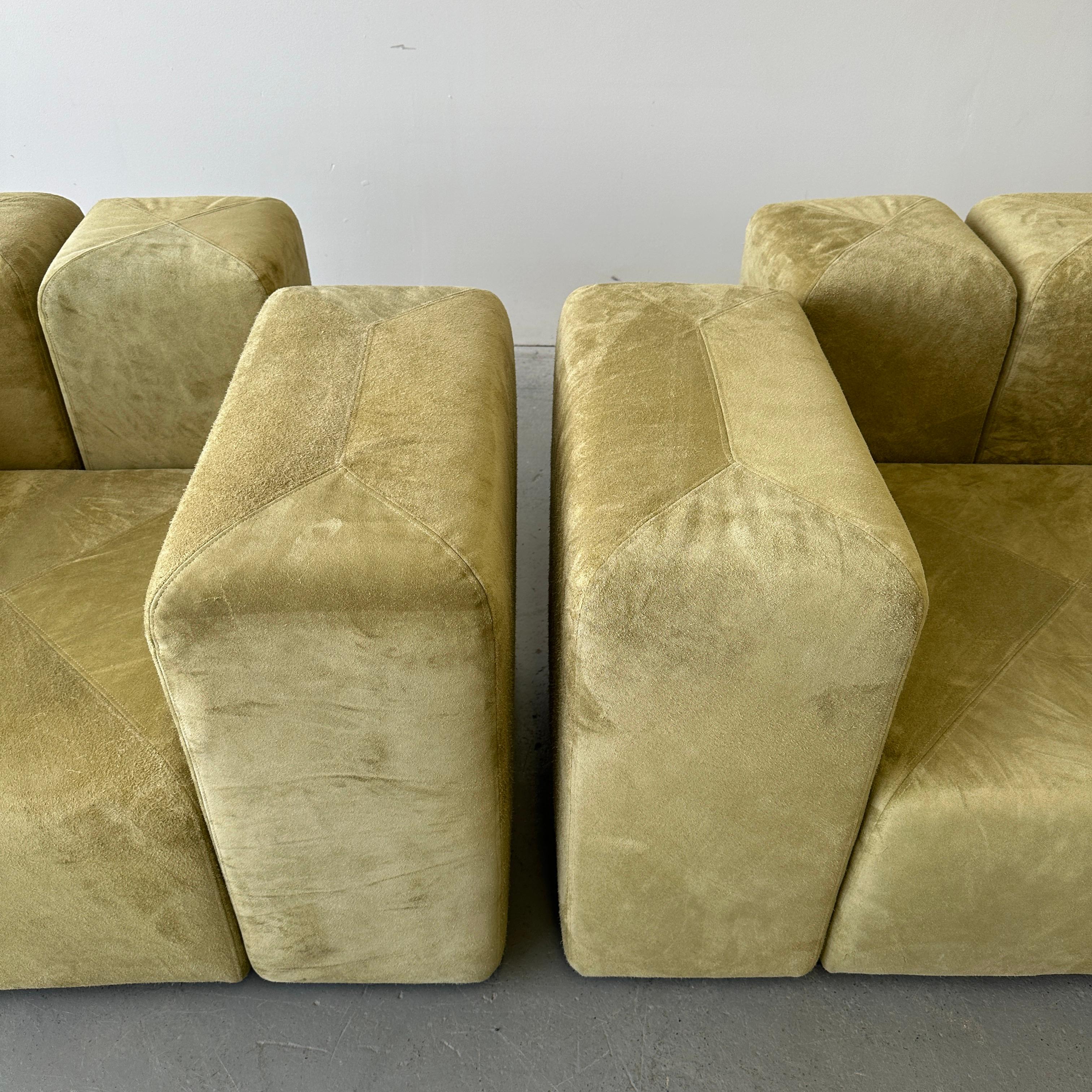 Late 20th Century Sistema 61 Lounge Chairs w/ Ottoman by Giancarlo Piretti in Holly Hunt Suede For Sale
