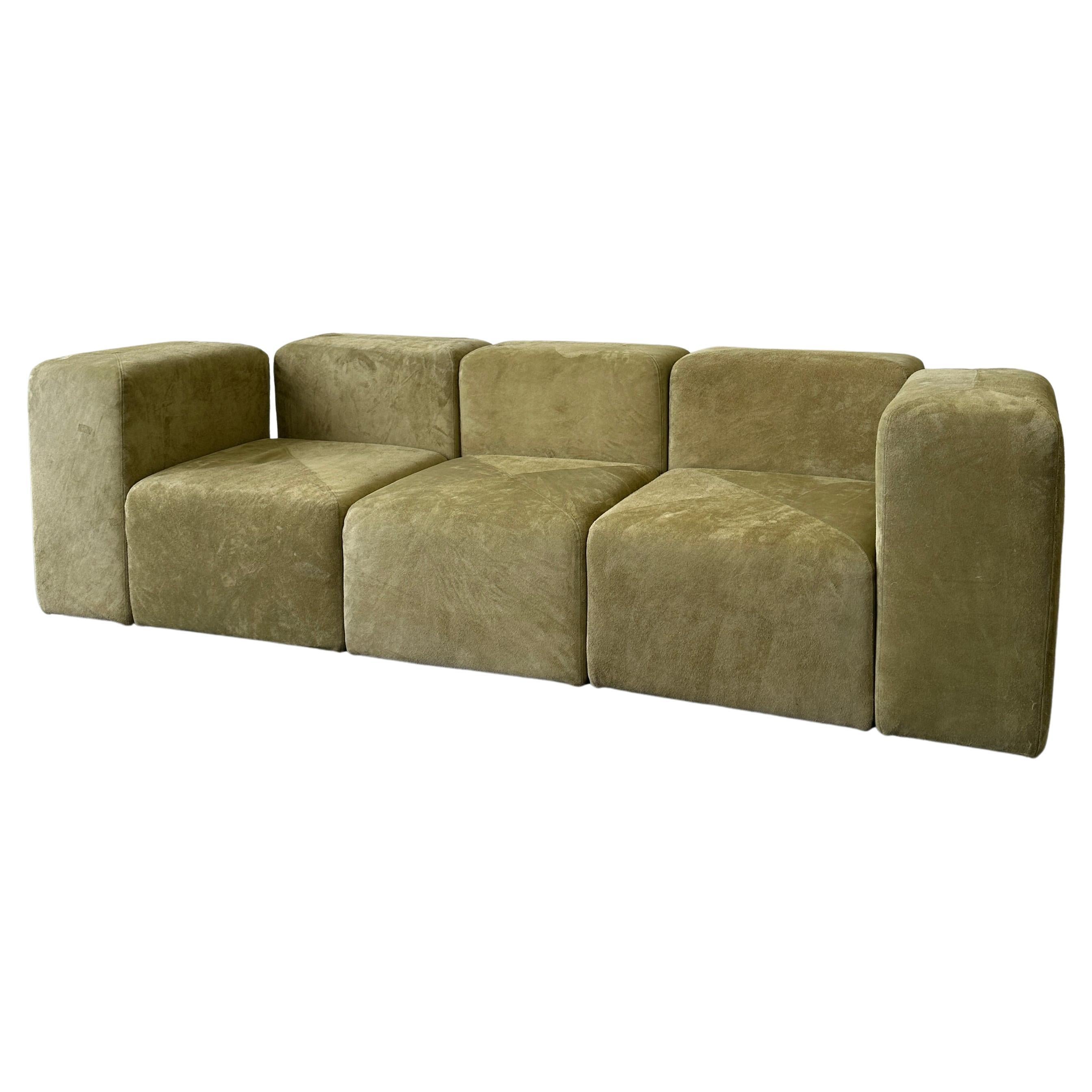 Sistema 61 Sofa by Giancarlo Piretti in Holly Hunt Suede For Sale