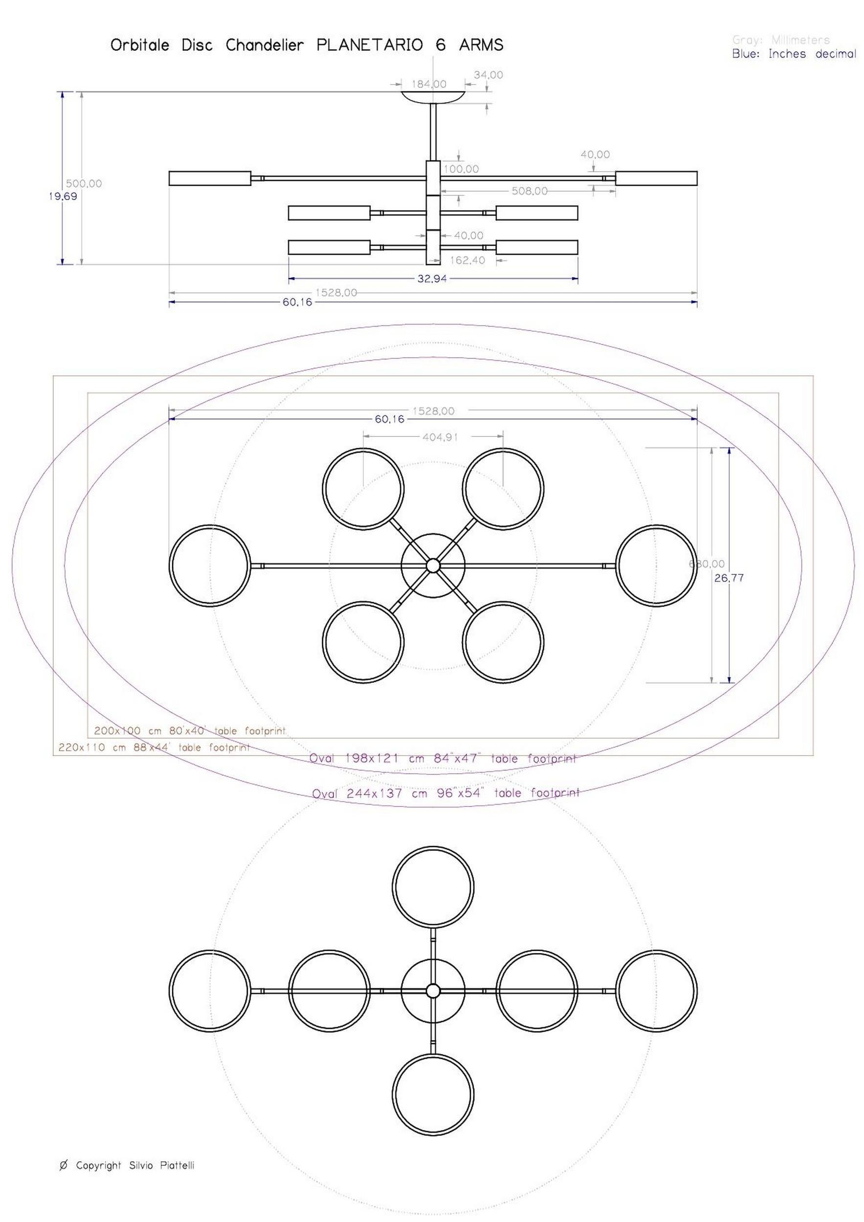 Sistema--Kronleuchter von Piattelli Design, 6-Schirm im Angebot 12