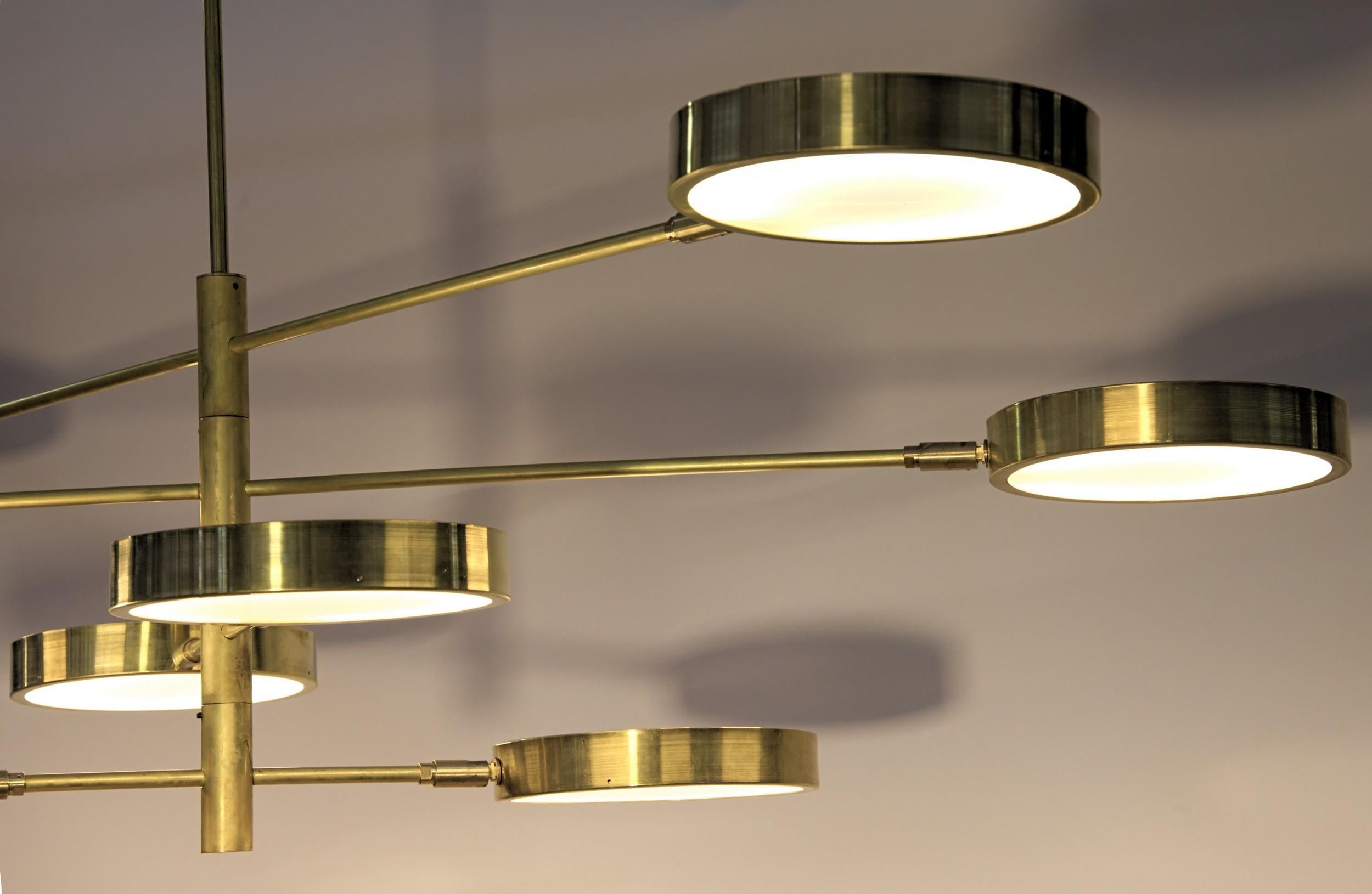 Brass Sistema Chandelier by Piattelli Design, 8-shade For Sale