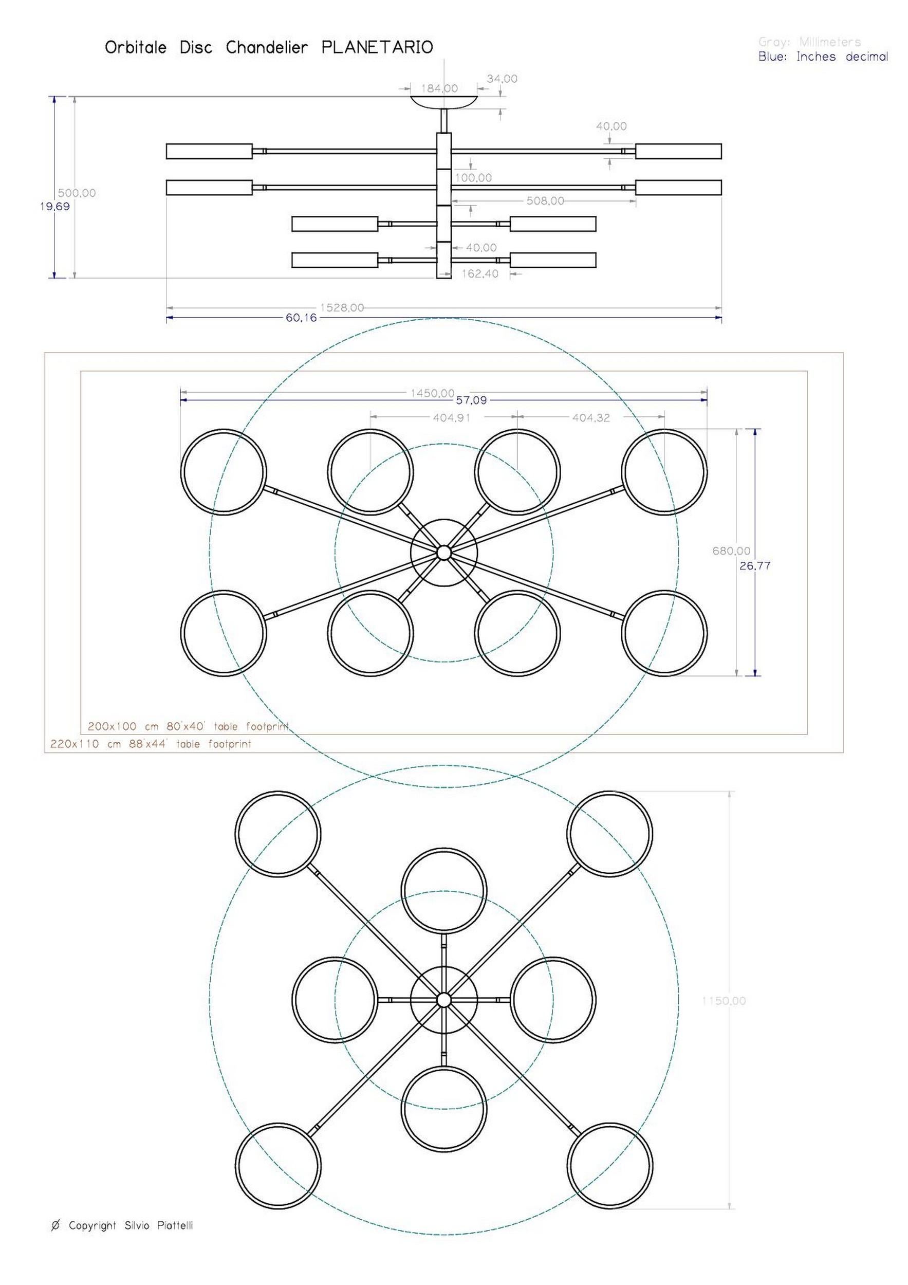 Sistema-Kronleuchter von Piattelli Design, 8-Schirm im Angebot 12