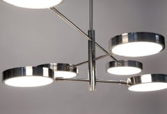 Sistema Chandelier, Piattelli Design, Brushed Nickel and Glass, 6-Shade