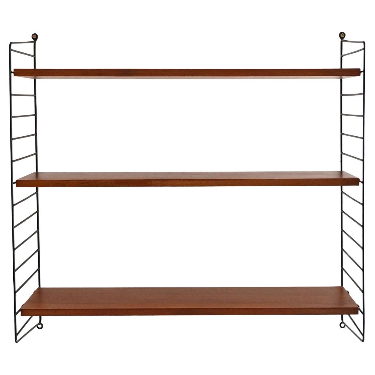 Scandinavian teak and black metal "Hyllä" shelf system For Sale