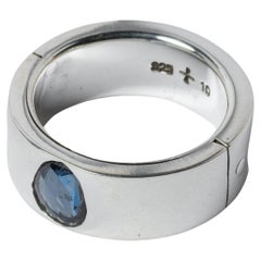 Sistema Ring (1.0 CT, Blue Sapphire Faceted Slab, 9mm, PA+SAF)