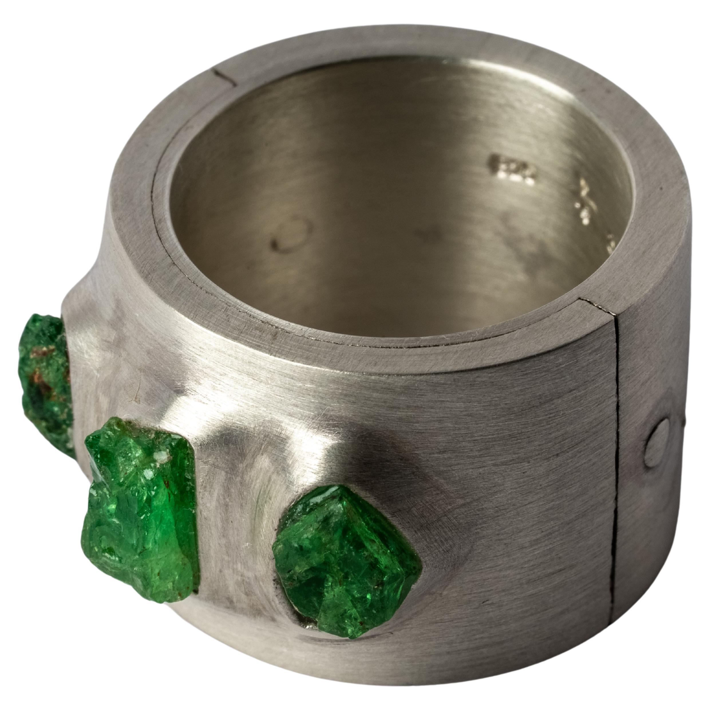 For Sale:  Sistema Ring (Terrestrial Surfaced, 3 Green Garnets, 17mm, MA+GAR)