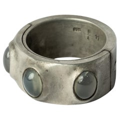 Bague Sistema surfaceterrestre, 3 pierres de lune arc-en-ciel, 12 mm, DA+RMS)