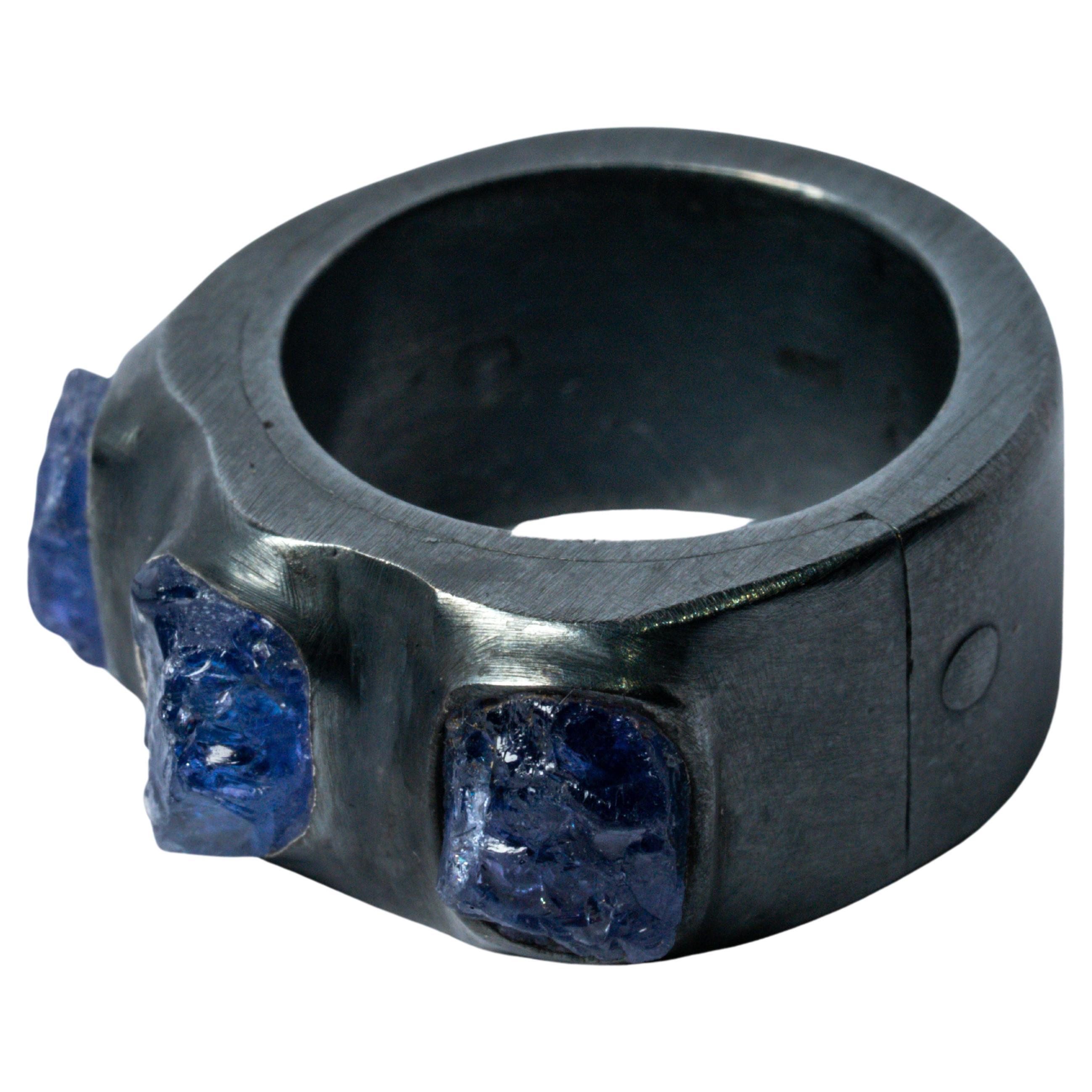 For Sale:  Sistema Ring (Terrestrial Surfaced, 3 Tanzanites, 12mm, KA+TAN)