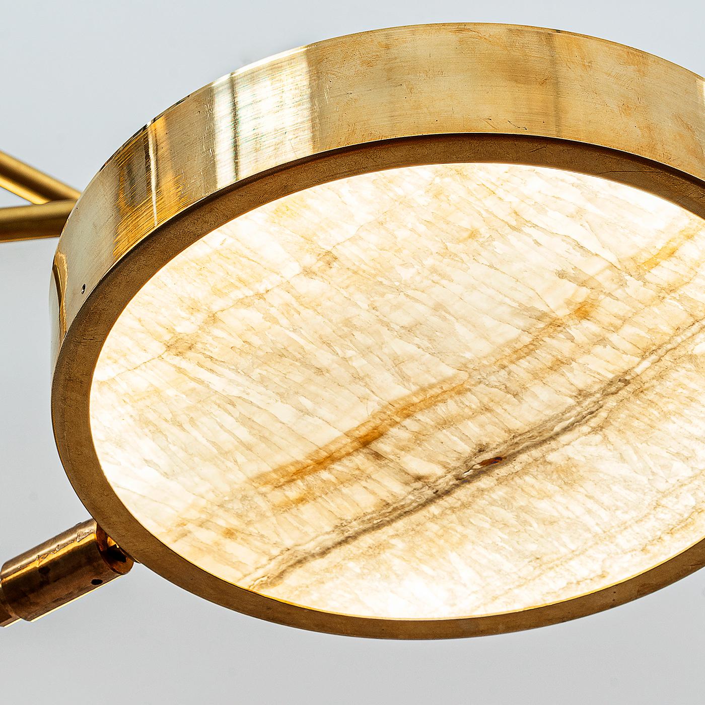 Lampadario Sistema Solare a 6 bracci in ottone e onice di Silvio Piattelli In condizioni Nuovo in vendita a Milan, IT