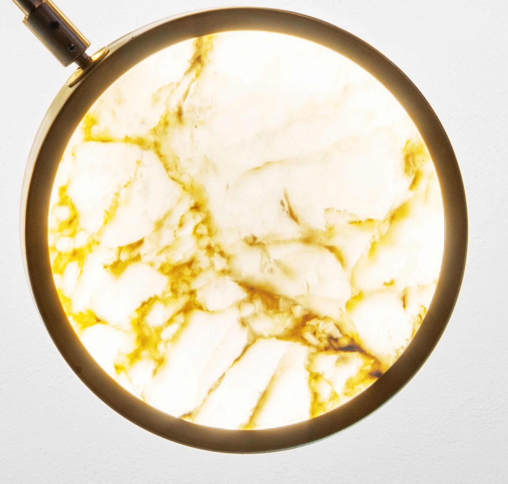 Lustre Sistema Solare design Piattelli, marbre doré et laiton Calacatta, 6 abat-jour en vente 10