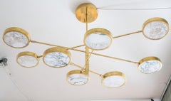 Sistema Solare Chandelier Piattelli Design, Calacatta Gold Marble Brass 8 shades