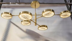 Sistema Solare Chandelier, Piattelli Design, Ivory-toned Onyx and Brass, 6-shade