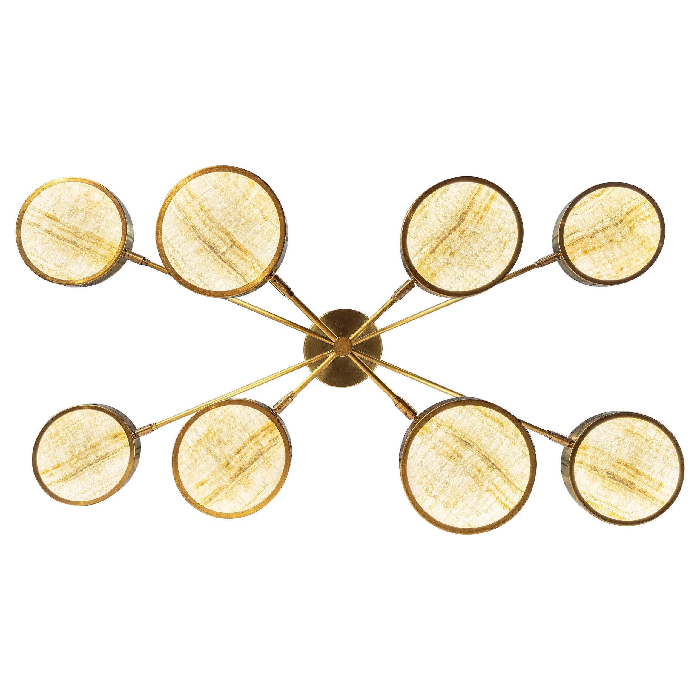 Araña de lujo, fabricada con finas piezas de ónice translúcido. Ideal para colgar sobre una mesa de comedor, con configuraciones versátiles. Aparece en la serie de Netflix Designing Miami, ¡primer episodio! 

No hay nada parecido en el mercado.

El