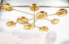 Mars Sistema Solare Chandelier, Piattelli Design, Red Onyx and Brass, 8-shade