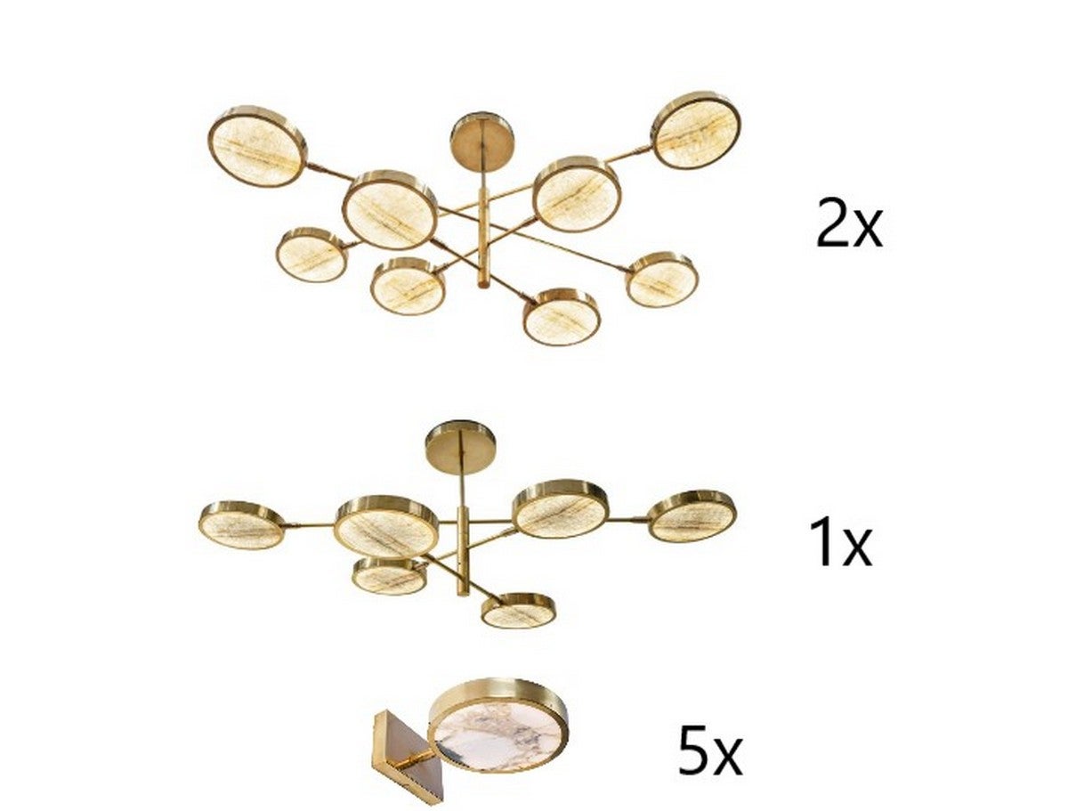 Sistema Solare-Set aus 2+1 Kronleuchtern und 5 Wandleuchtern. Gregg, besonderes Angebot im Angebot