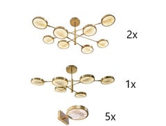 Sistema Solare set of 2+1 Chandeliers and 5 sconces. Gregg special listing
