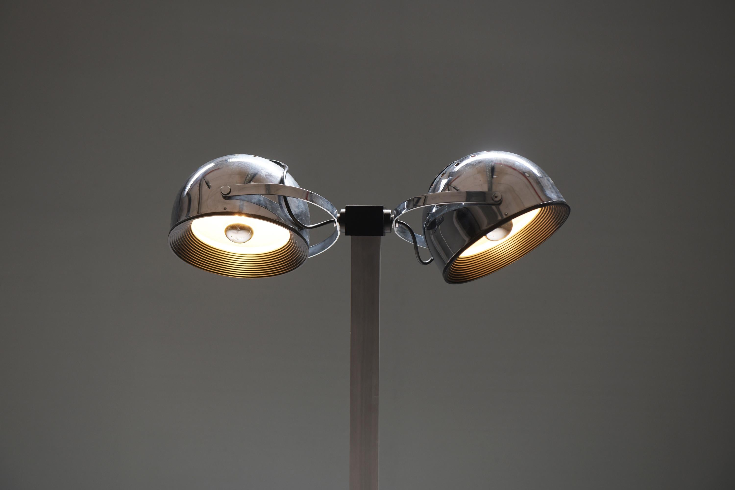 Chrome Sistema Trepiù Floor Lamp by Gae Aulenti & Livio Castiglioni for Stilnovo Italy For Sale