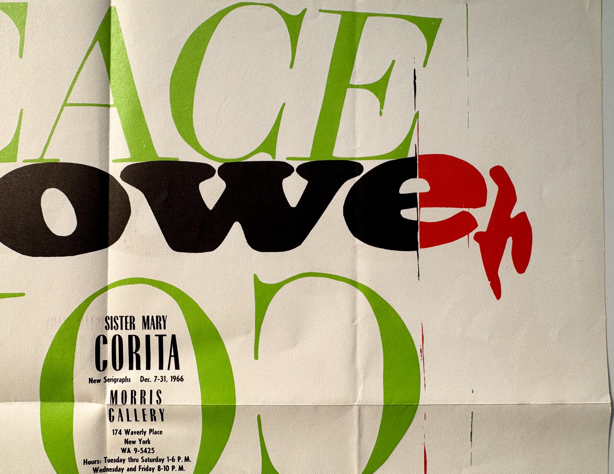 Mid-Century Modern Sister Mary Corita Exhibition Poster/Announcement, Morris Gallery 1966 For Sale