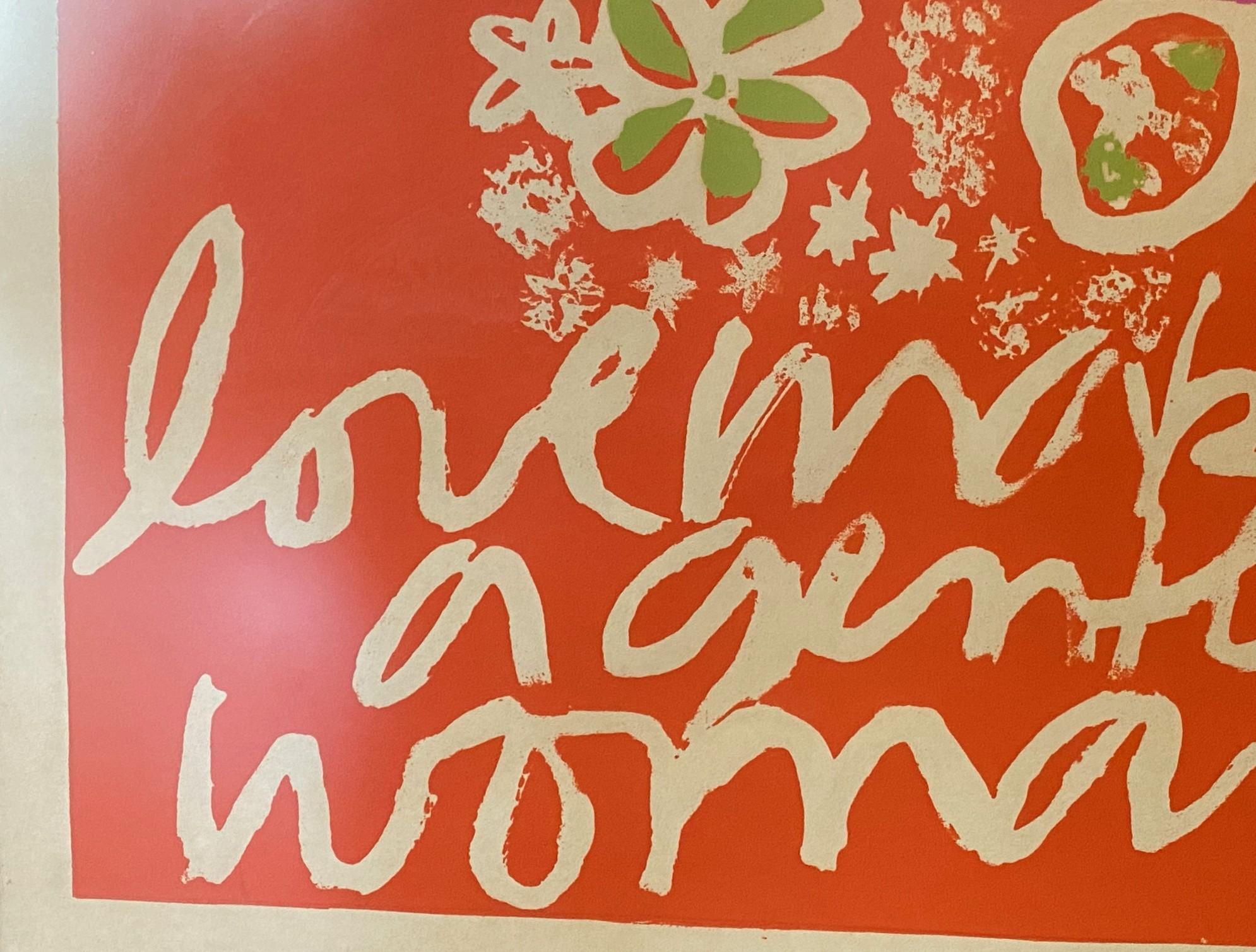 Sister Mary Corita Kent & Magdalen Mary Seltene Serigraphie Loves Makes Gentle Woman im Angebot 2