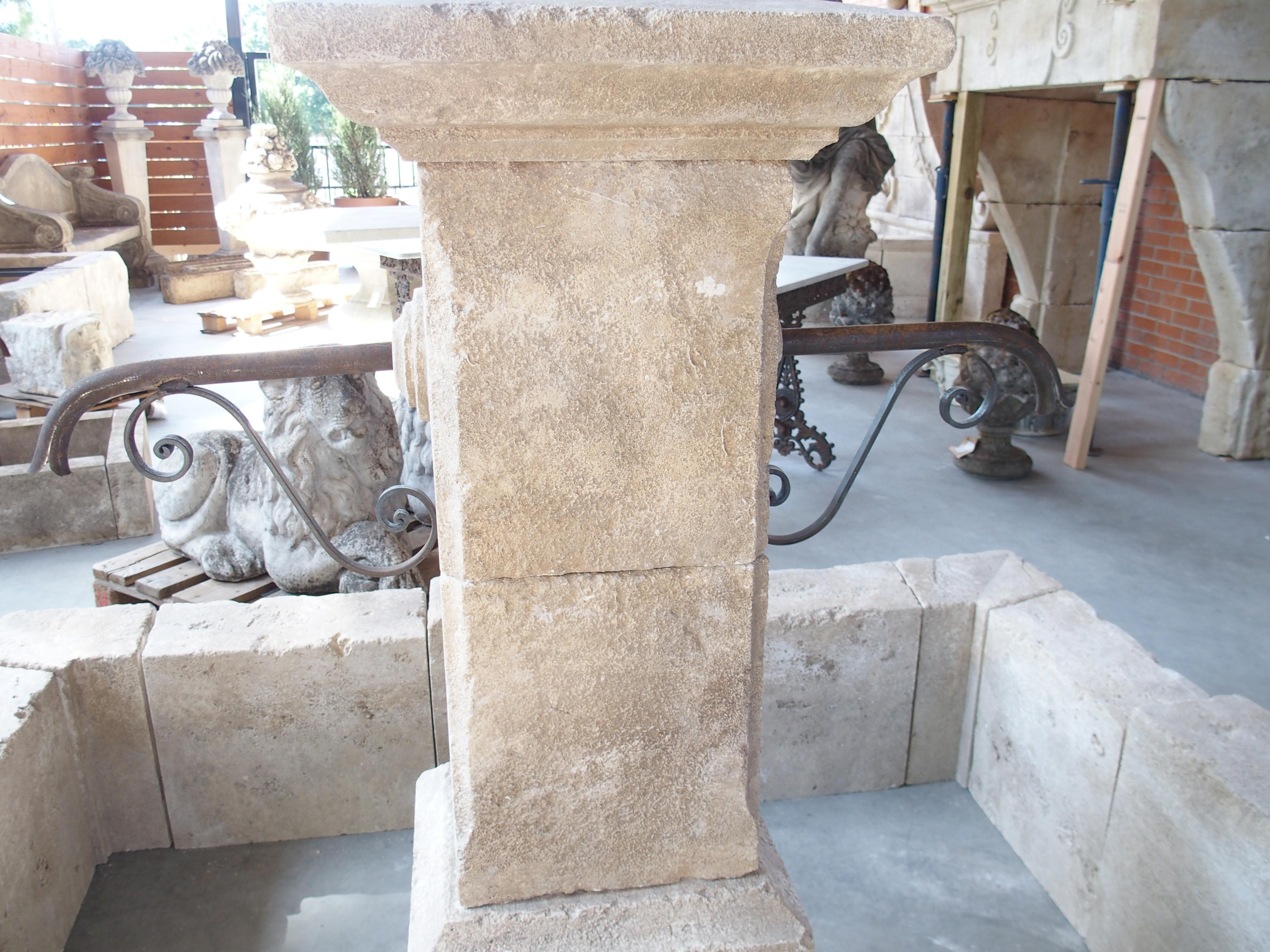 Sisteron Carved Limestone 2-Spout Rectangular Center Fountain, Provence, France For Sale 4