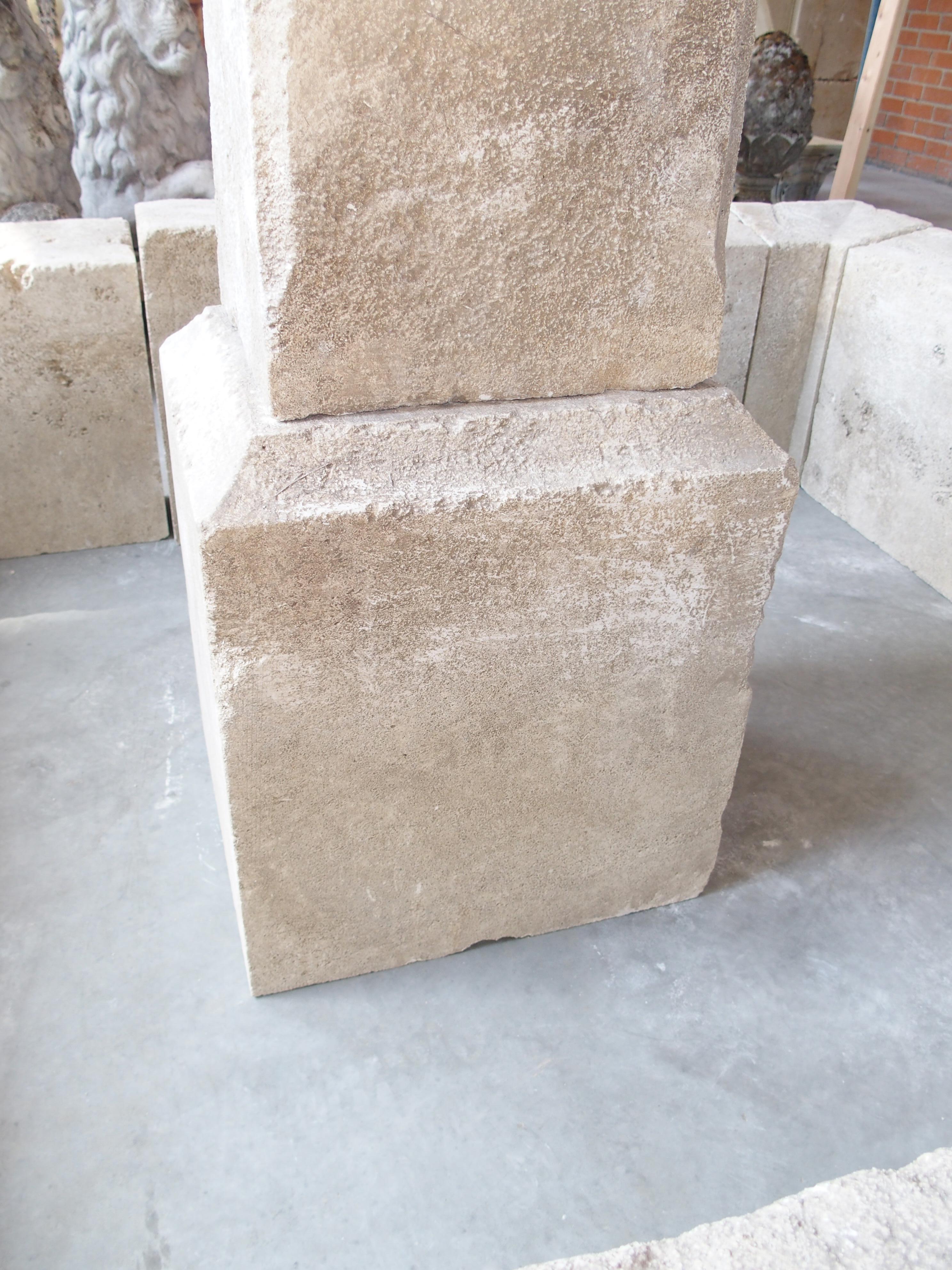 Sisteron Carved Limestone 2-Spout Rectangular Center Fountain, Provence, France For Sale 6
