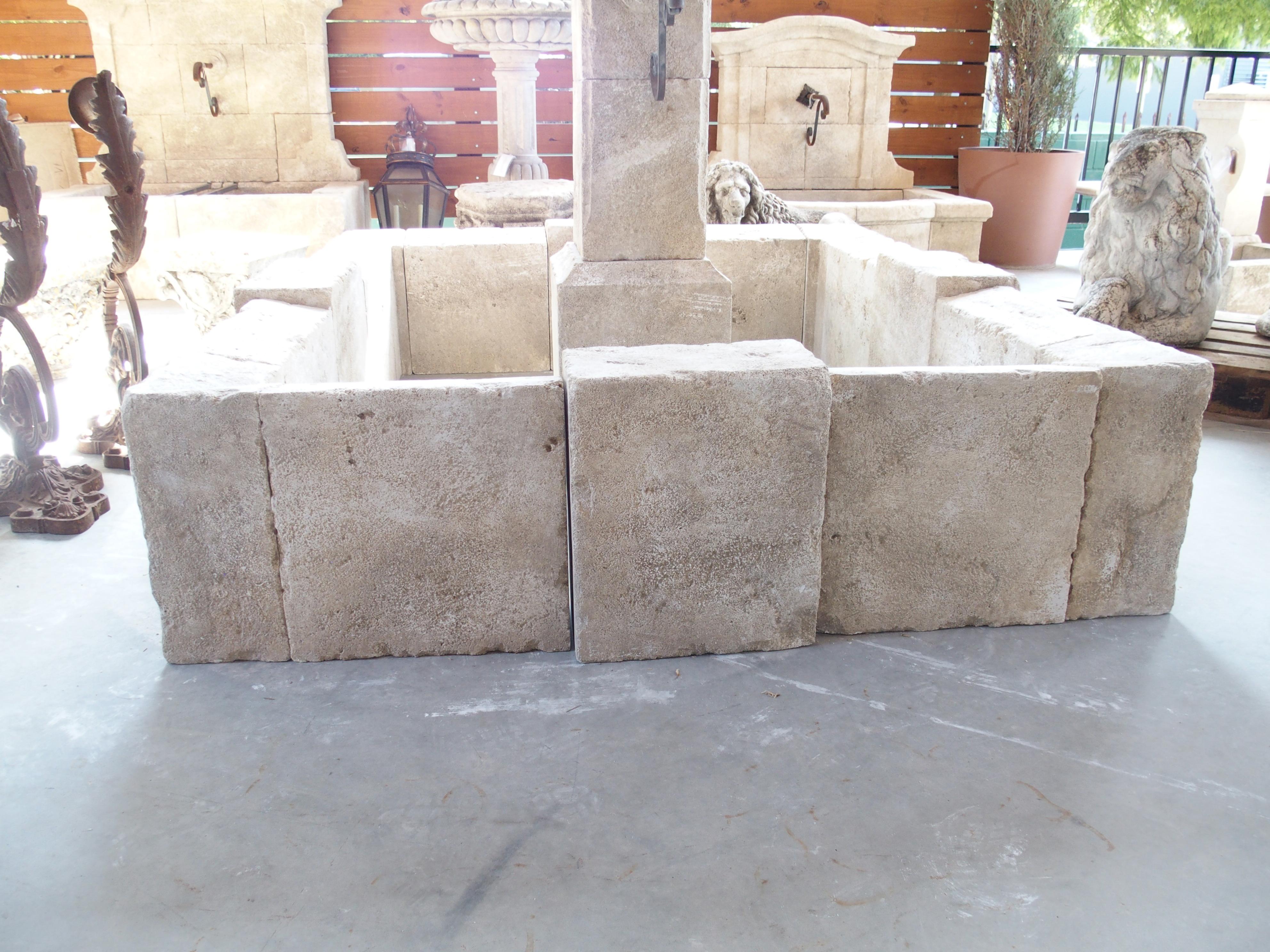 Sisteron Carved Limestone 2-Spout Rectangular Center Fountain, Provence, France For Sale 10
