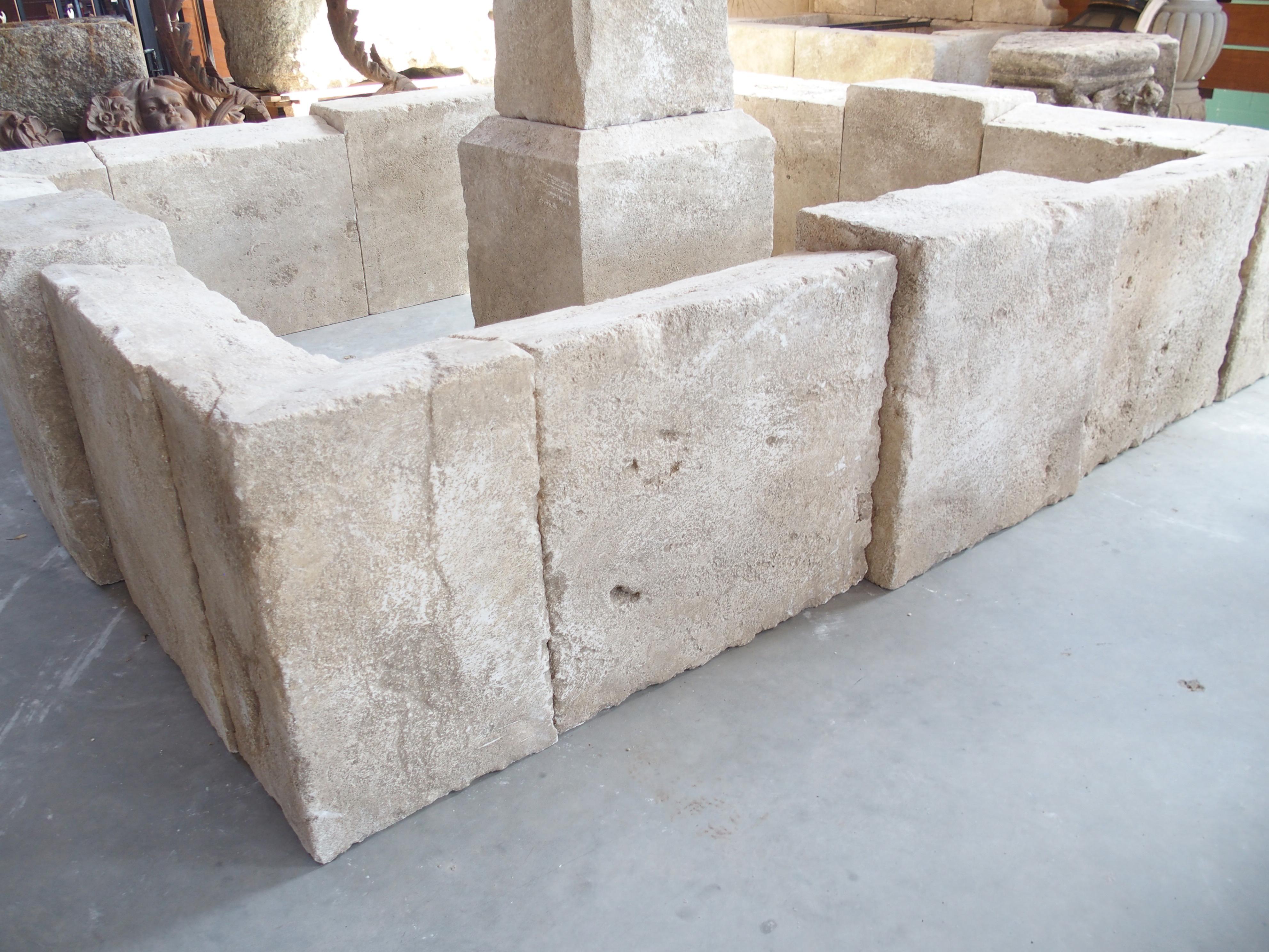 Sisteron Carved Limestone 2-Spout Rectangular Center Fountain, Provence, France For Sale 12